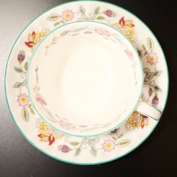 Haddon Hall B1451 Green Trim by Minton - Demitasse Saucers and a Flat Cup - Picture 8 of 13